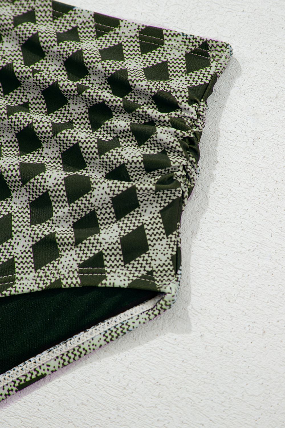 Dotted Mesh Plaid Patchwork High Waisted Swim Set