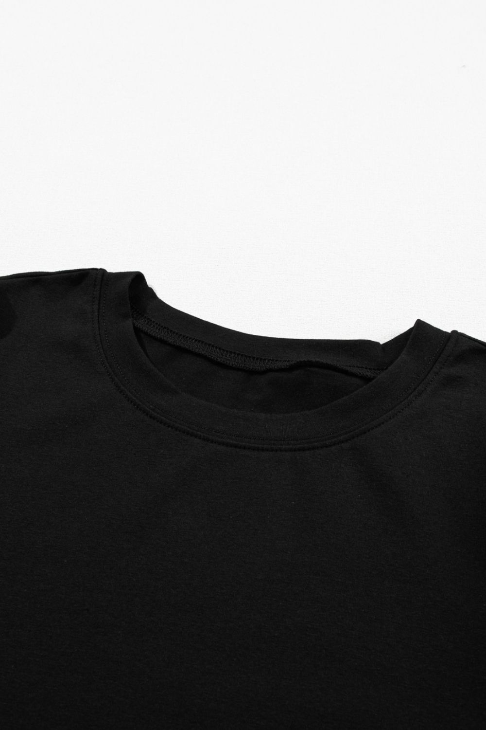 Ruched Puff Sleeve Crew Neck T-Shirt