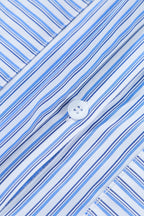 Stripe Bubble Sleeve Chest Pockets Shirt Dress