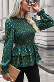 Perfee Smocked Flounce Sleeve Layered Blouse - felvior