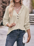 Mandy Drawstring Drop Shoulder Long Sleeve Hoodie