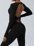 Twisted Backless Long Sleeve Jumpsuit - felvior