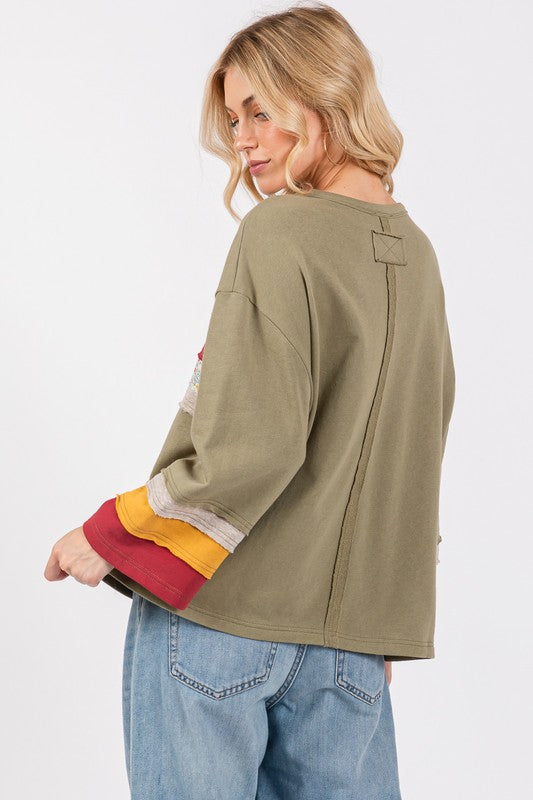 T-shirt à blocs de couleurs en molleton français SAGE + FIG Image secondaire du produit