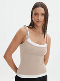 Faux Layered Square Neck Cropped Cami - felvior