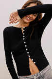 Basic Bae Texture Button Up Round Neck Long Sleeve Top - felvior