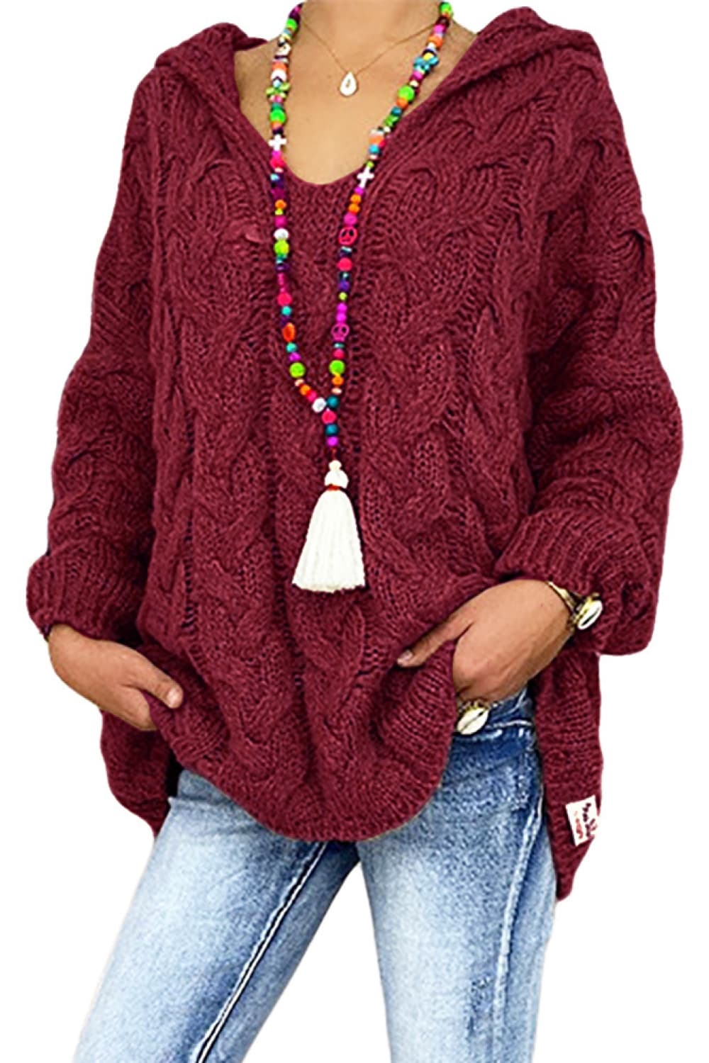 Cable-Knit Hooded Sweater - felvior