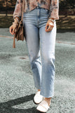 High Waist Straight Jeans with Pockets - felvior