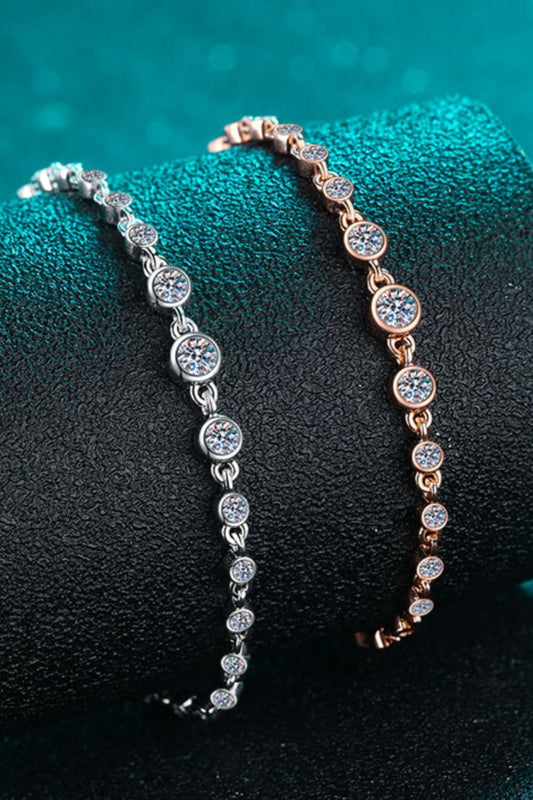 925 Sterling Silver Inlaid Moissanite Bracelet - felvior
