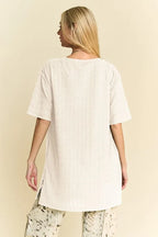 Davi & Dani Short Sleeve Side Slit T-Shirt with Pockets