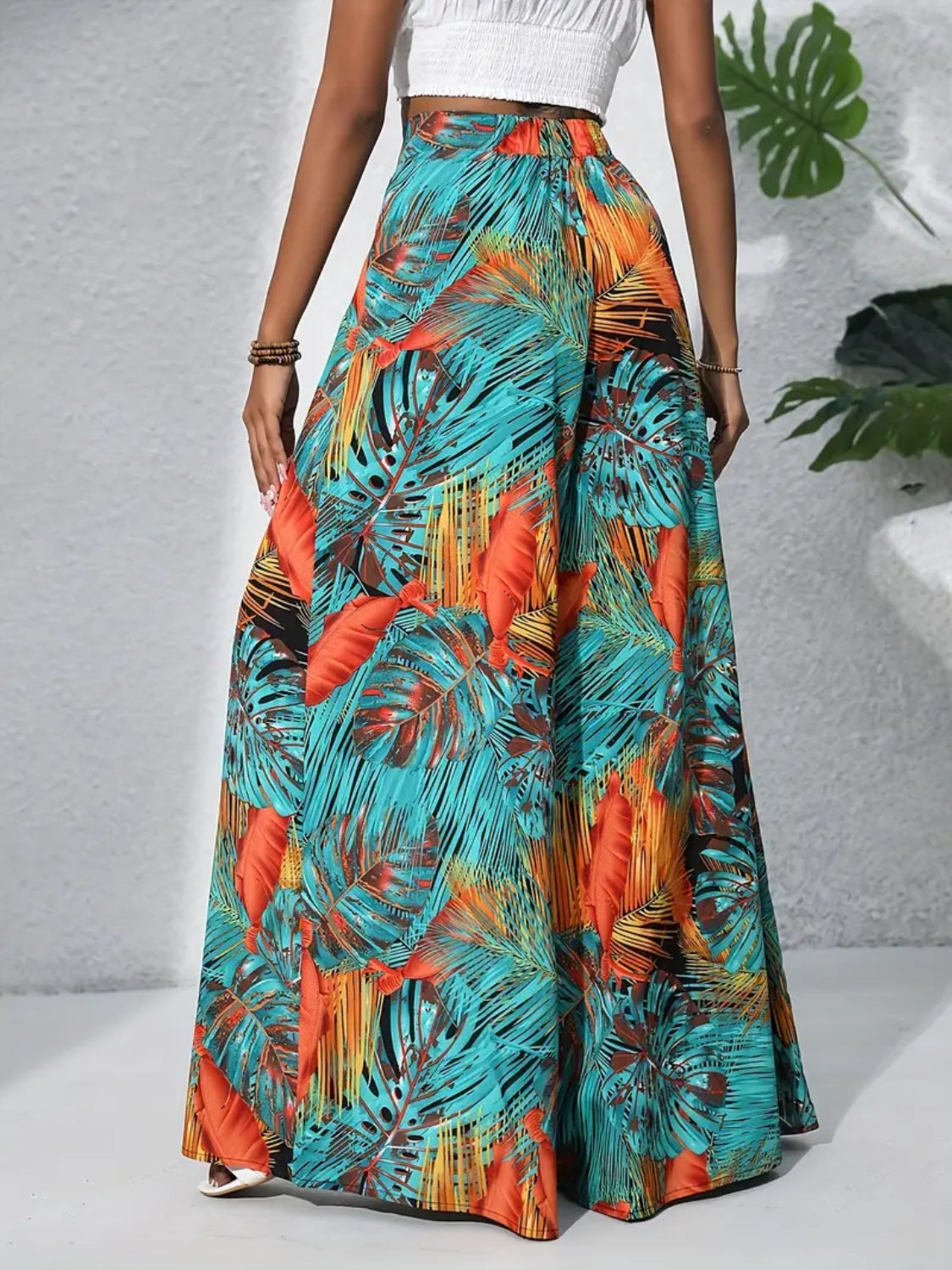 Printed High Waist Wide Leg Pants - felvior