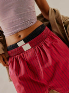 Striped Elastic Waist Shorts