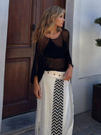 Round Neck Long Sleeve Cover-Up