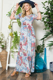 Celeste Full Size Paisley Print Short Sleeve Maxi Dress with Pockets Plus Size - felvior