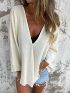 Full Size One Button Long Sleeve Shirt Plus Size