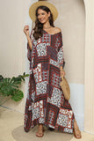 Printed V-Neck Split Maxi Dress - felvior