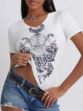Graphic V-Neck Short Sleeve T-Shirt