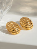 18K Gold-Plated Stainless Steel Ribbed Earrings - felvior