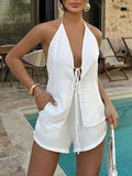 Devine Tied Halter Top and Shorts Set - felvior