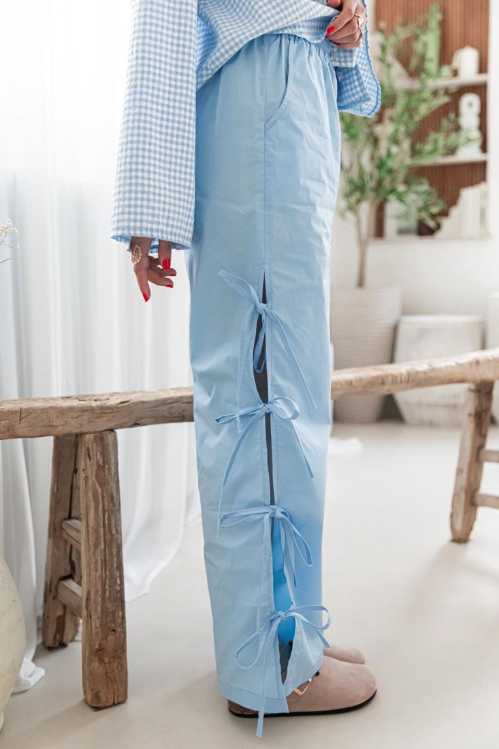 Side Tied Pants with Pockets - felvior