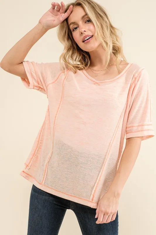 And The Why Vintage Slub Round Neck T-Shirt - felvior