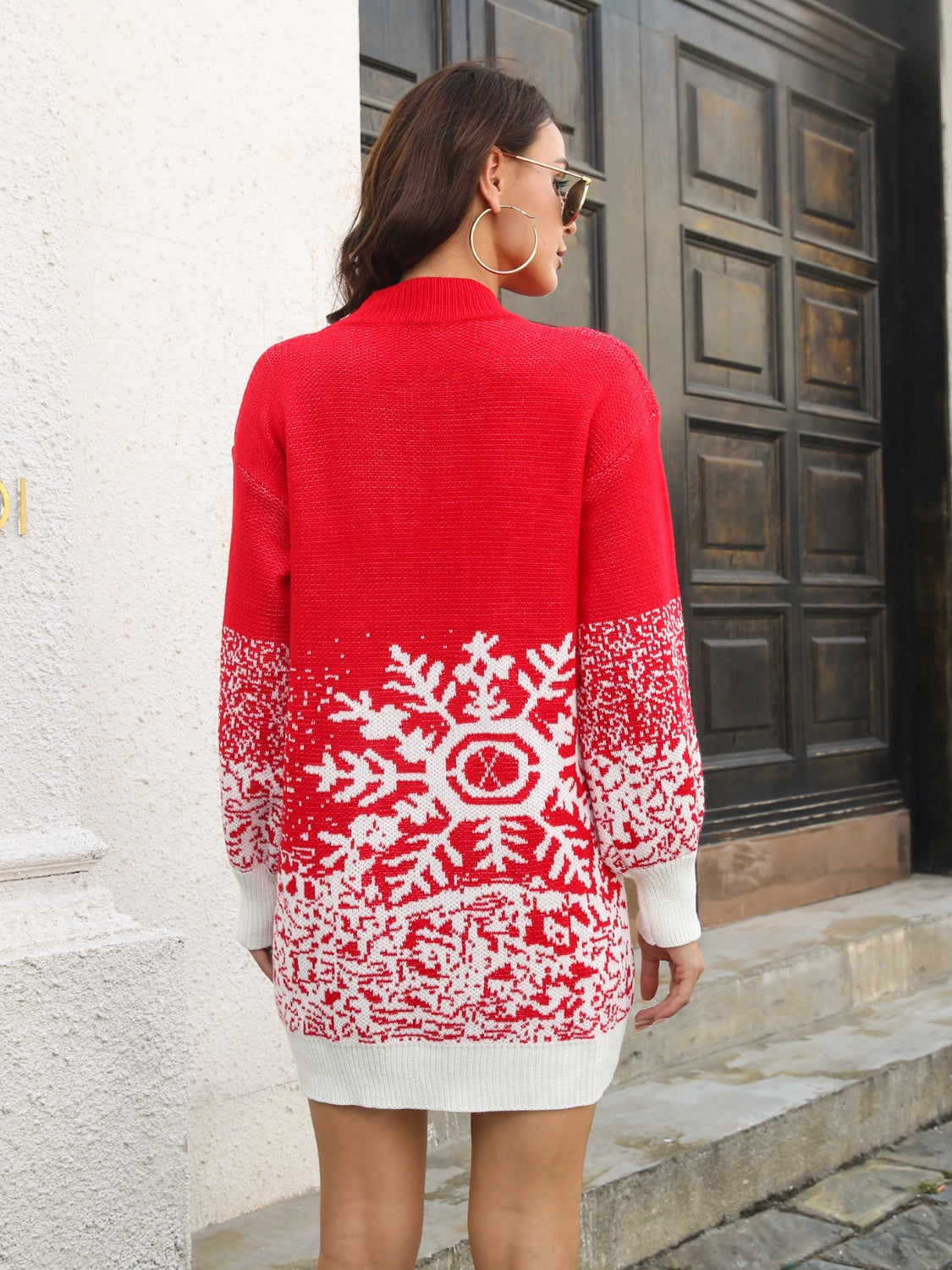 Snowflake Pattern Sweater Dress - felvior
