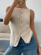 Button Down Striped Tank