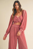 MABLE Front Twisted Long Sleeve Top and Pants Set - felvior