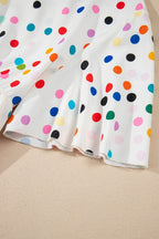 Polka Dot Short Sleeve Tiered Ruffled Babydoll Blouse