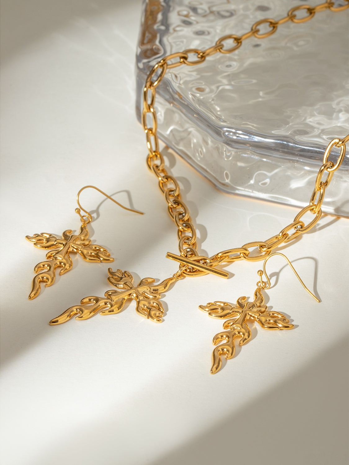 18K Gold-Plated Stainless Steel Cross Necklace - felvior