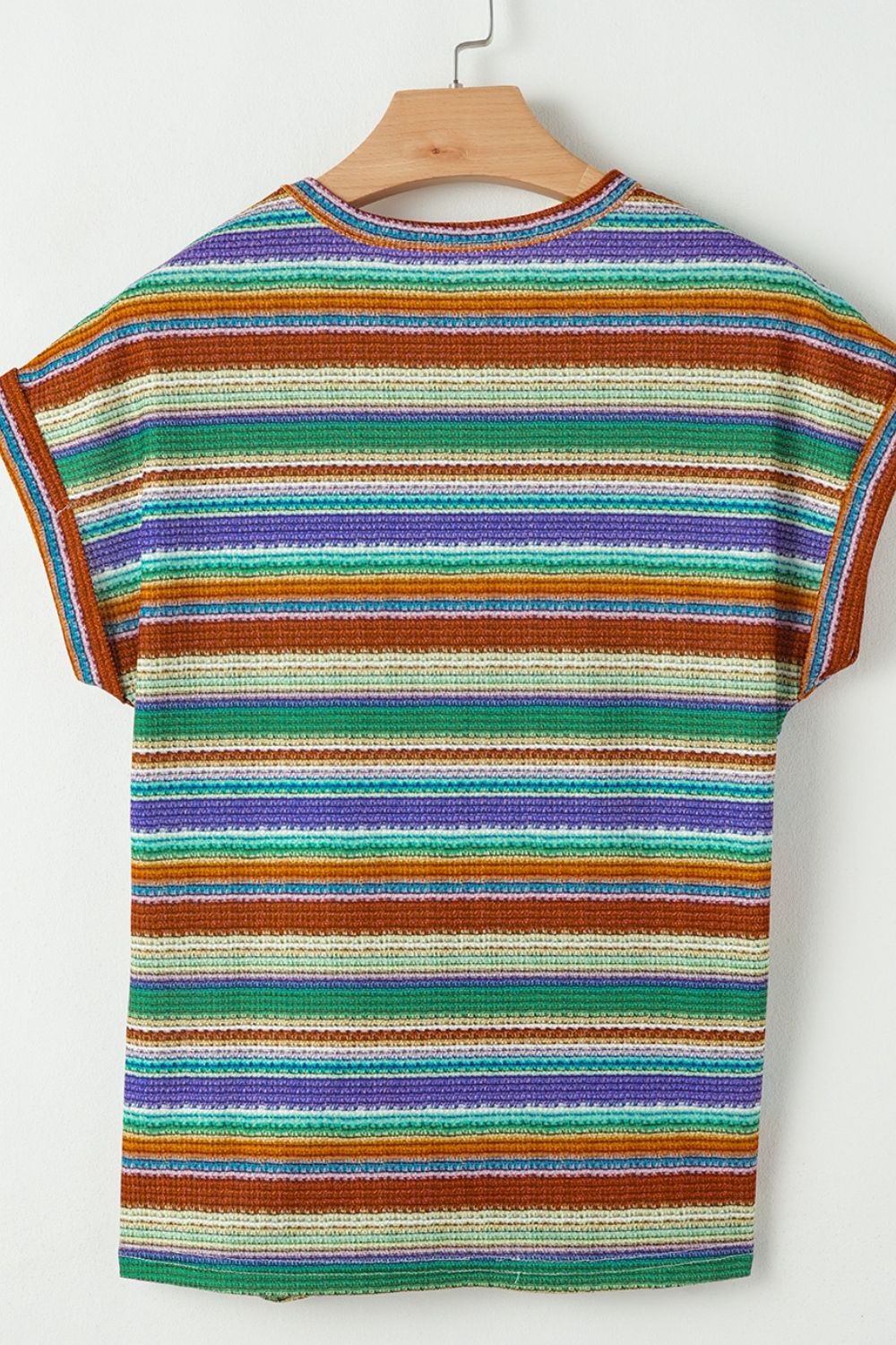Multicolour Striped Twist Hem Cap Sleeve Top