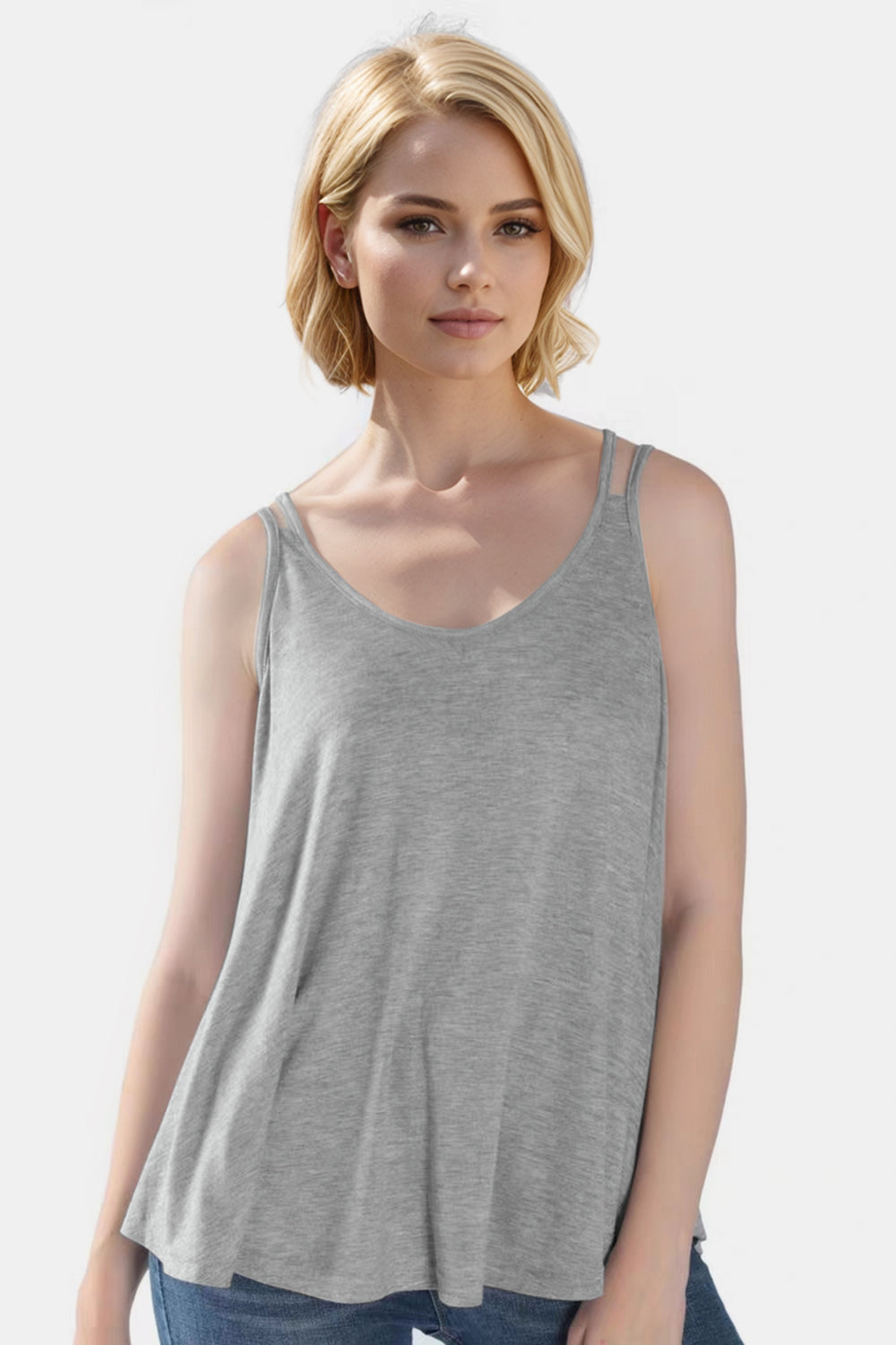 Basic Bae Bamboo Scoop Neck Double Spaghetti Straps Cami - felvior