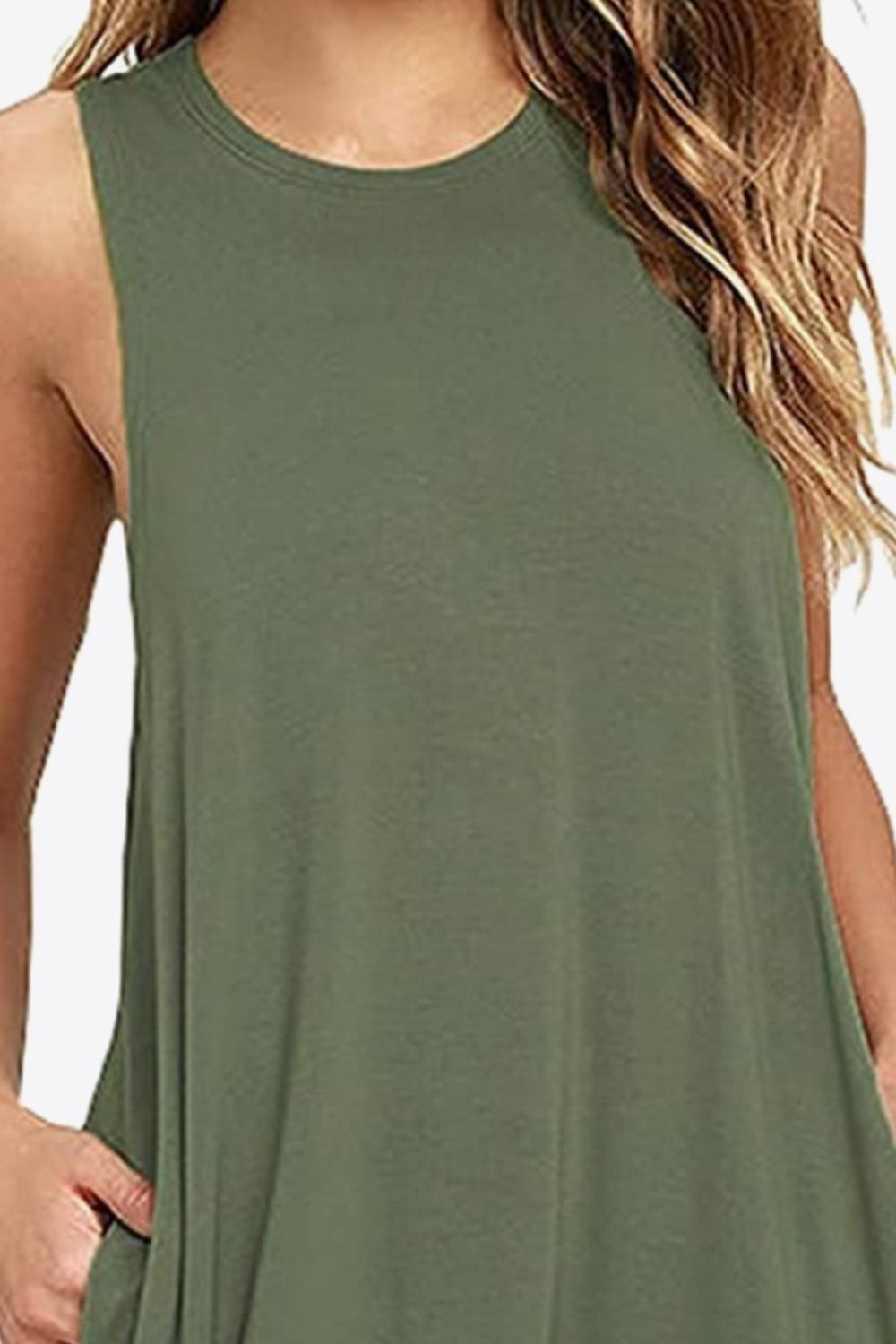 Full Size Round Neck Sleeveless Dress with Pockets - felvior