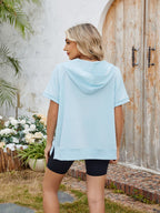 Half Zip Short Sleeve Hooded Top