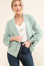 And The Why Stretch Non-Wrinkled Basic Open-Front Blazer