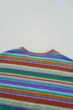 Multicolour Striped Twist Hem Cap Sleeve Top