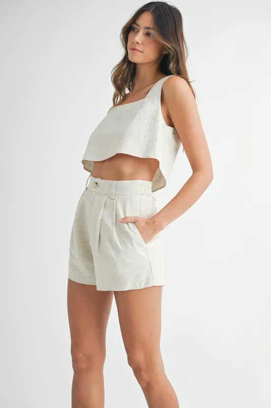 MABLE Sleeveless Crop Top and Shorts Set