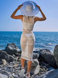 Hollow Out Round Neck Sleeveless Cover-Up Dress - felvior