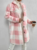 Plaid Collared Neck Button Down Coat - felvior