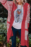 Contrast Trim Open Front Longline Cardigan - felvior