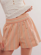 Striped Elastic Waist Shorts