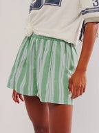 Striped Elastic Waist Shorts