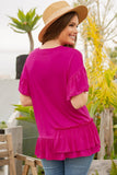 Celeste Full Size Ruffle Detail Asymmetrical Top Plus Size - felvior