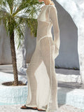 Openwork Backless Flare Sleeve Cover-Up Dress - felvior