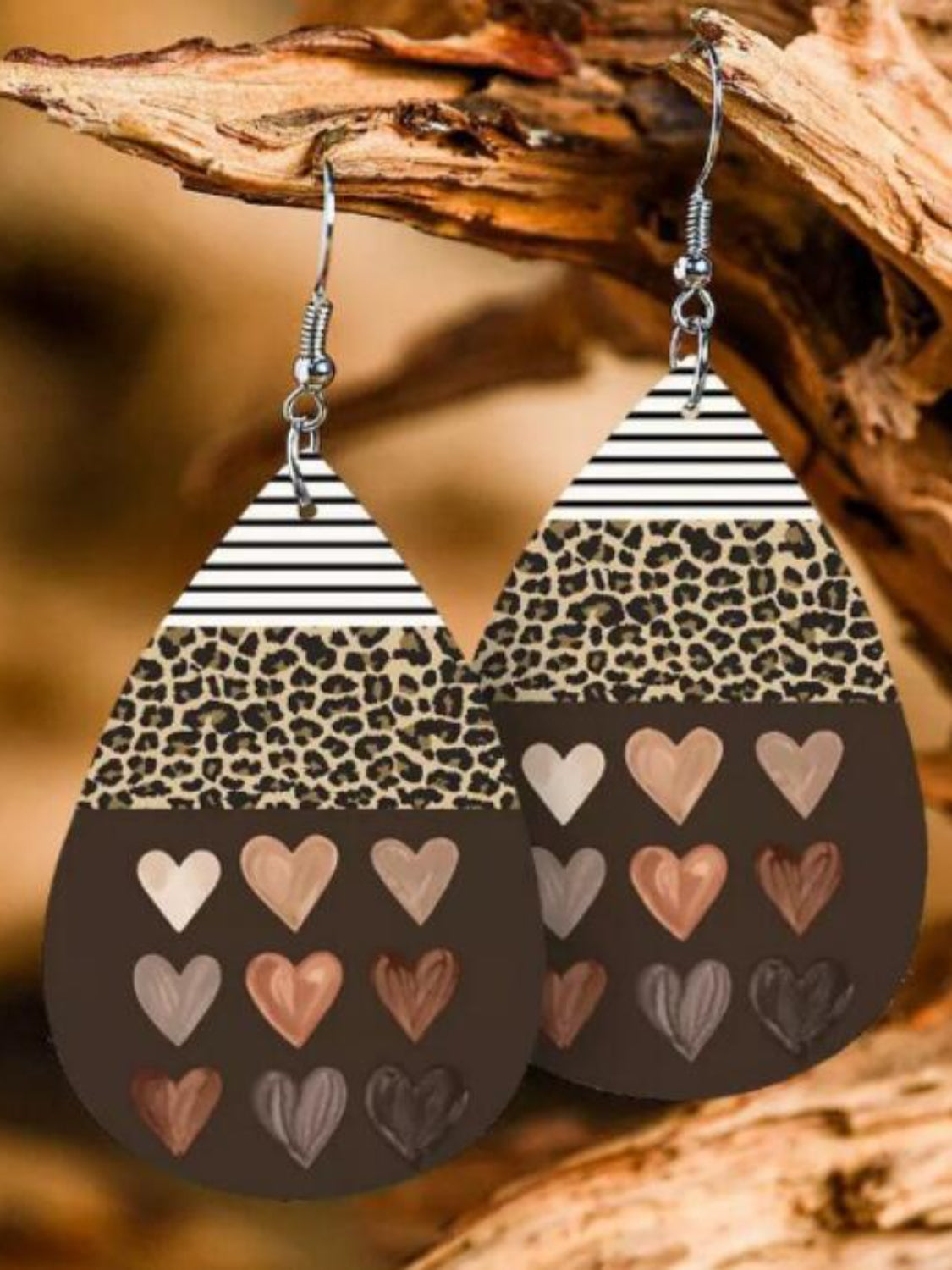 Printed PU Leather Dangle Earrings - felvior