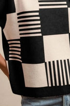 BiBi Checker With Stripes Pattern Sleeveless Sweater