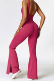 Basic Bae Sleeveless Bootcut Slit Active Jumpsuit - felvior