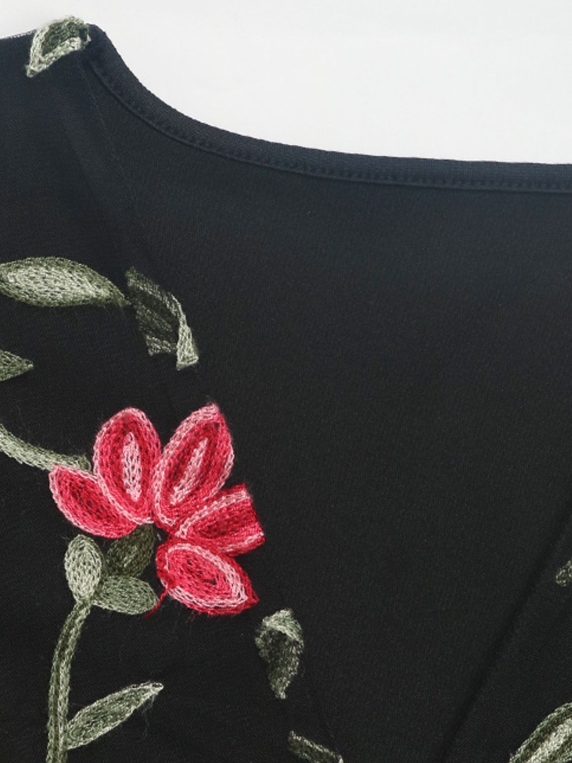 Perfee Embroidered V-Neck Floral Bodysuit - felvior