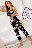 Floral V-Neck Cami and Cropped Pants Lounge Set - felvior