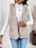 Fuzzy Hooded Vest with Pockets - felvior