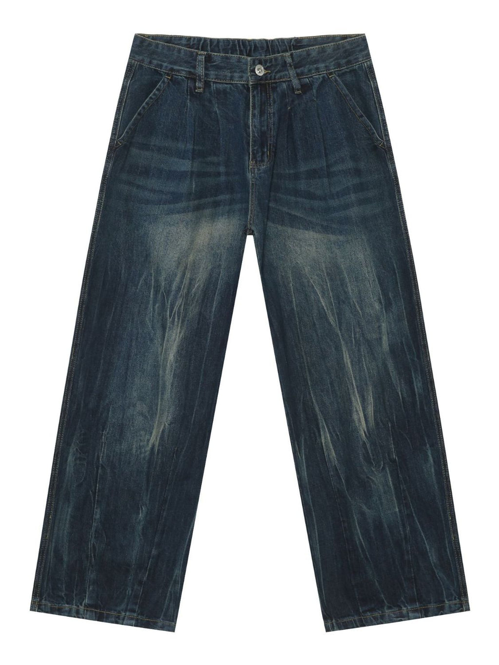 Men's High Waist Washed Jeans